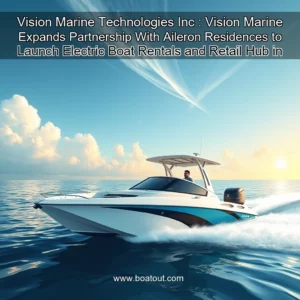 Artistic representation for Vision Marine Technologies Inc : Vision Marine Expands Partnership With Aileron Residences to Launch Electric Boat Rentals and Retail Hub in South Florida