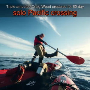Artistic representation for Triple amputee Craig Wood prepares for 80 day solo Pacific crossing