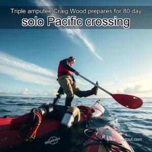 Artistic representation for Triple amputee Craig Wood prepares for 80 day solo Pacific crossing